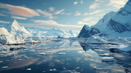 breathtaking landscape with frozen mountains and water background 16:9 widescreen backdrop wallpapers