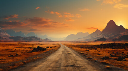 breathtaking landscape road in a desert valley background 16:9 widescreen backdrop wallpapers - Powered by Adobe