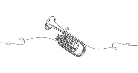 trumpet musical instrument line art - obrazy, fototapety, plakaty