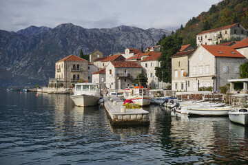 Fototapeta na wymiar View of the old town of Perast, Montenegro, Balkans