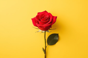 red rose on yellow background, AI generate