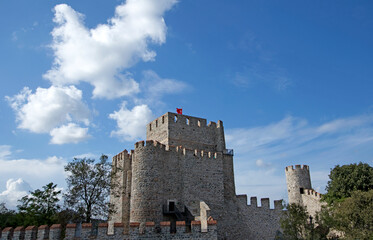 Fototapeta na wymiar Eastern walls of the Anadolu Hisari (Anatolian Fortress) located in the Asian side of Istanbul.
