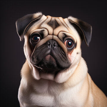 close up PUG dog  picture, AI generate