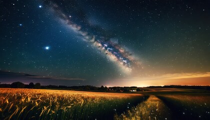 広大な畑から見上げた夜空