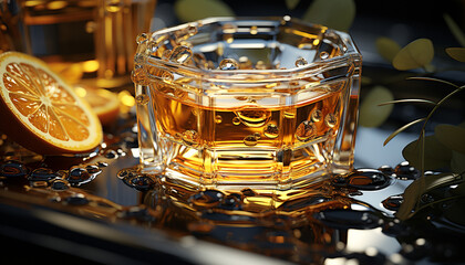 Fototapeta na wymiar Fresh whiskey poured into glass, ready for celebration at bar generated by AI
