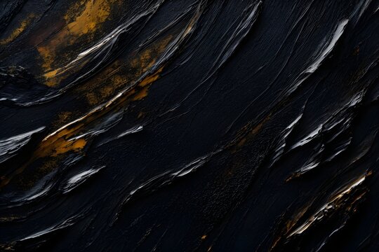 Closeup of abstract black texture background.. Oil, acrylic brushstroke, pallet knife paint on canvas (Generative Ai)