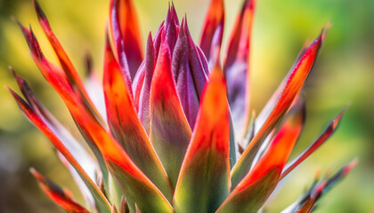 Vibrant succulent blossom, sharp colors in nature formal garden generated by AI