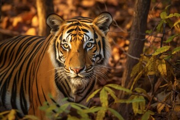 Indian tigress in Bandhavgarh National Park, Madhya Pradesh. Generative AI