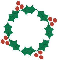 christmas wreath with holly berries