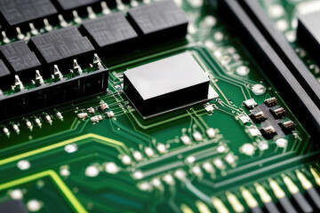 Obraz premium Tree growing on the converging point of computer circuit board