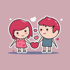 illustration of cute characters of a couple on Valentine's day on isolated background