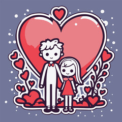 illustration of cute characters of a couple on Valentine's day on isolated background