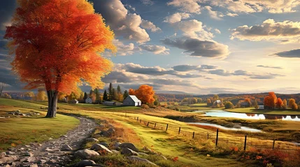 Fotobehang Serene Autumn Countryside © selentaori