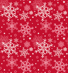 SNOW FLAKES PATTERN ON RED BACKGROUND