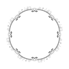 Abstract Black Simple Line Square With Leaf Leaves Frame Flowers Doodle Outline Element Vector Design Style Sketch Isolated Illustration For Wedding And Banner