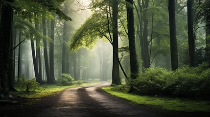 Misty Forest Morning Path