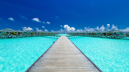 tropical Maldives island with beach. Holiday and vacation concept.