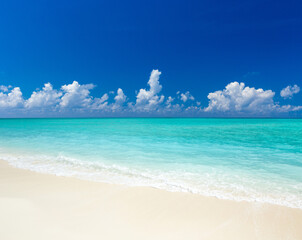 Beautiful beach. View of nice tropical beach. Holiday and vacation concept.