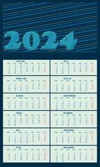vector illustration of 2024 date calendar.