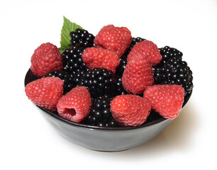 Raspberries, Rubus, idaeus, Blackberries, fructicosa - obrazy, fototapety, plakaty