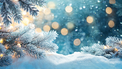Macro christmas tree with snow - Background