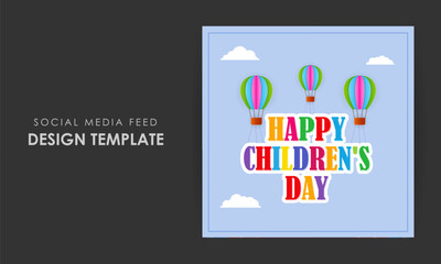 Vector illustration of Happy Children's Day social media feed template