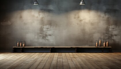 Minimalistic empty room interior with textured concrete wall   high quality 3d render