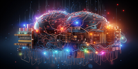 Abstract human brain, technology ai concept, generative ai