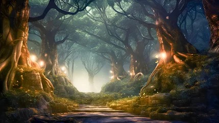 Gordijnen Beautiful enchanted forest © Elena