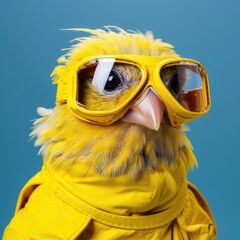 Un canari stylé en costume jaune avec des lunettes