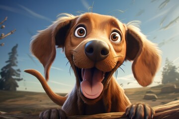 Le portrait d'un chien mignon et expressif de dessin animé - obrazy, fototapety, plakaty