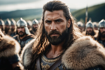 Germanischer Krieger im Kampf zur Illustration geschichtlicher Inhalte.