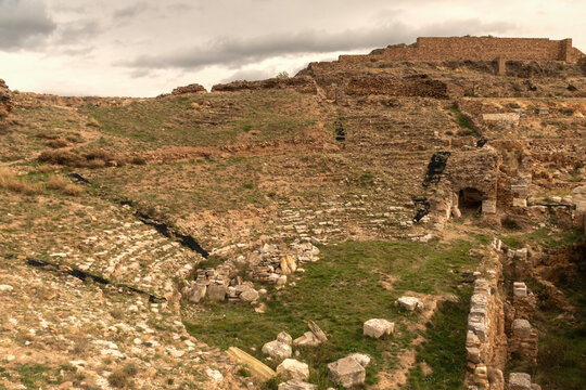 Bilbilis Roman Theater in Calatayud, Spain: Stunning Detailed Shot of Grandstands