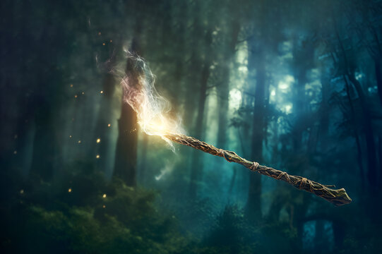 Magic wand with sparkles effect