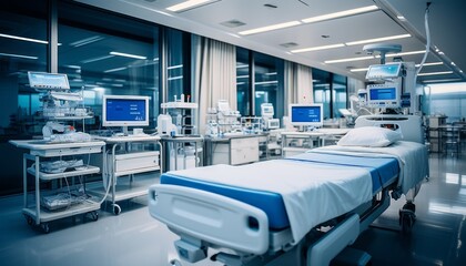 State of the art equipment and cutting edge medical devices in a modern operating room