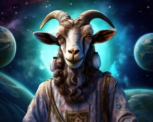 Goat Alien diplomat bridging worlds and species