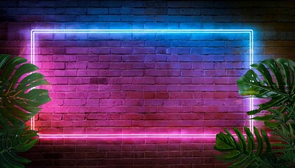 Brick wall with a neon frame background