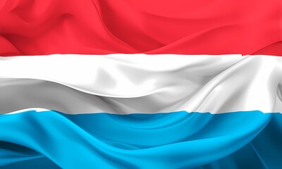 Luxemburg country flag on wavy silk fabric background 