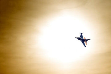 A fighting jet during flight 