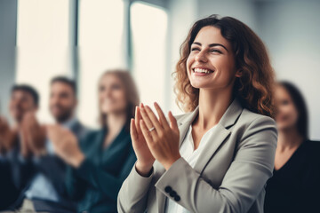 Group Of People Applauding In Business Meeting