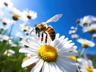 Bee on flower - obrazy, fototapety, plakaty