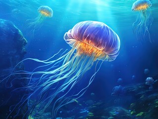 Moon Jellyfish in sea water