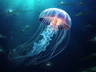 Naklejka premium Moon Jellyfish in sea water