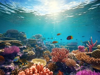 Naklejka na ściany i meble Coral on the sea floor