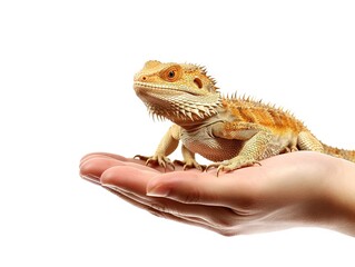 Obraz premium Bearded dragon being held isolated