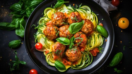 Garlic Butter Turkey Meatballs with Zucchini Noodles