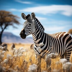 Grazing Zebra - obrazy, fototapety, plakaty