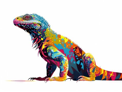 Lizard is goanna silhouette on a white background. illustration