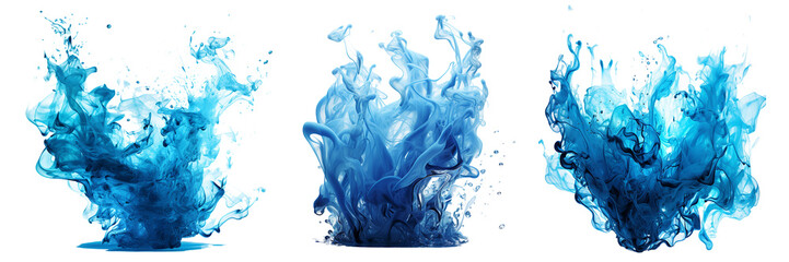 Collection of blue fire flame. heat fire flames burning isolated on white background. Generative AI