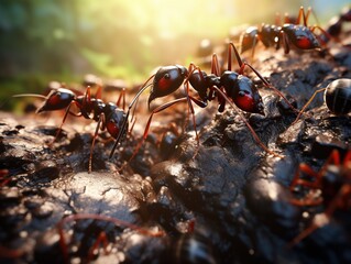 of the ants crawling and working - obrazy, fototapety, plakaty